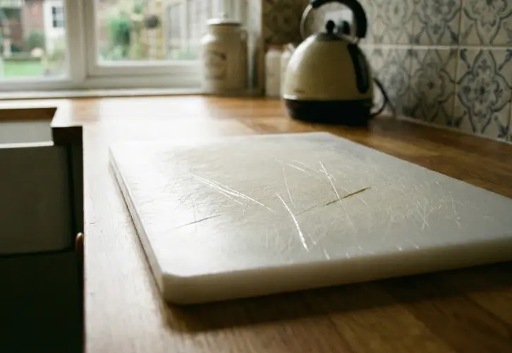 Scratched plastic board macro